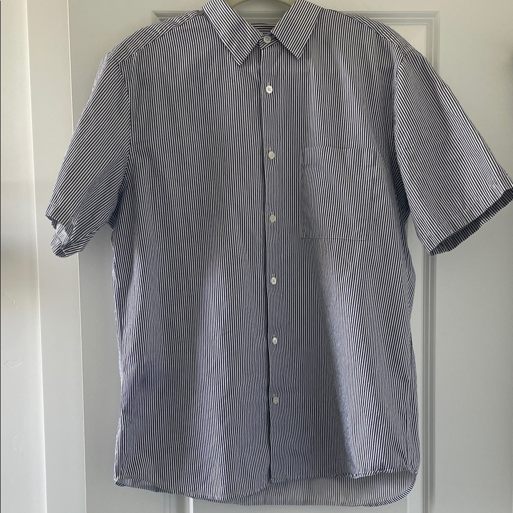 Theory Mens Large Striped Button Up